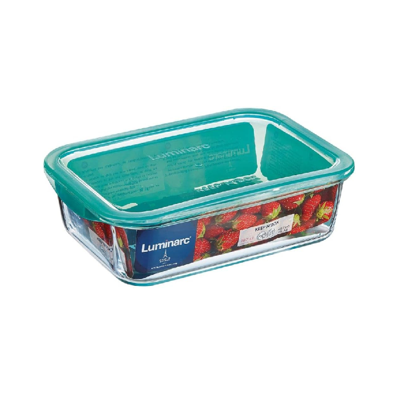 Luminarc Keep 'N' Flat Rim Rectangular Storage Box 1.97L Lagoon P5516