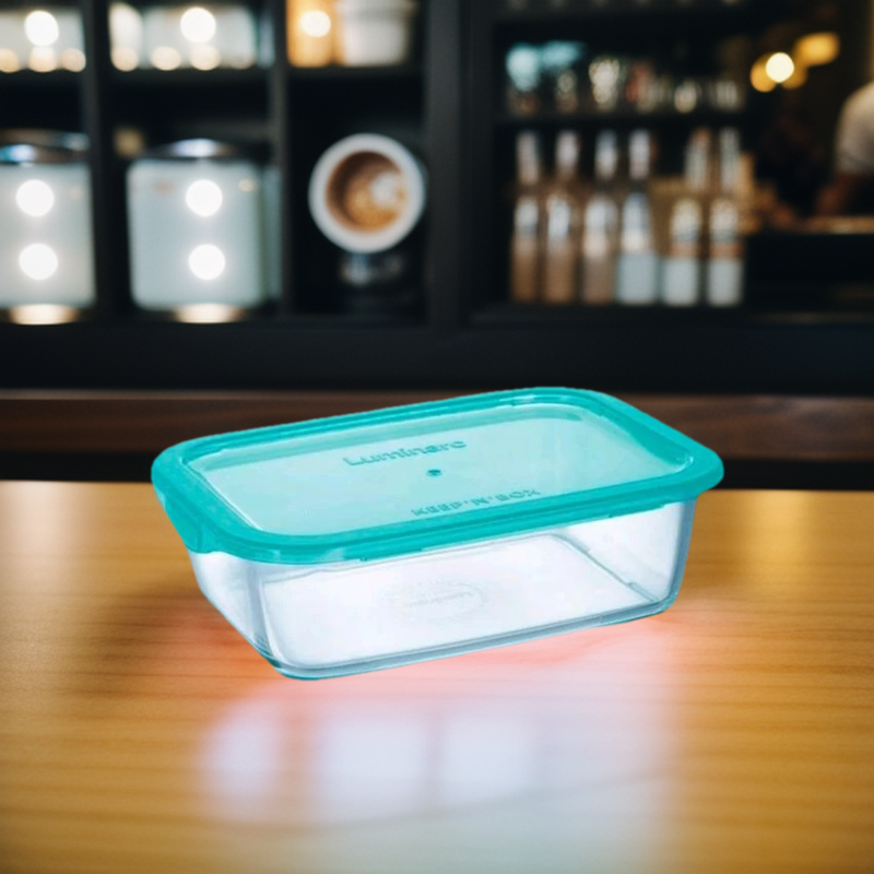 Luminarc Keep 'N' Flat Rim Rectangular Storage Box 1.22L Lagoon P5517