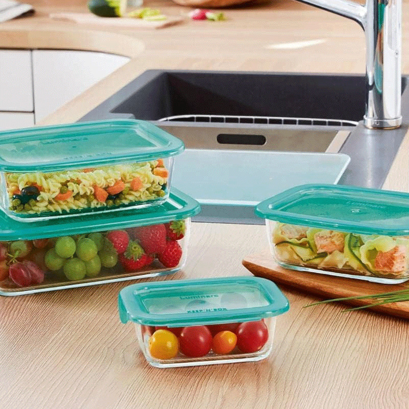 Luminarc Keep 'N' Flat Rim Rectangular Storage Box 820Ml Lagoon P5518