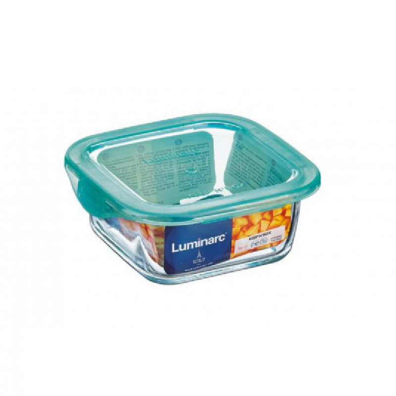 Luminarc Keep 'N' Flat Rim Square Storage Box 380Ml Lagoon P5522