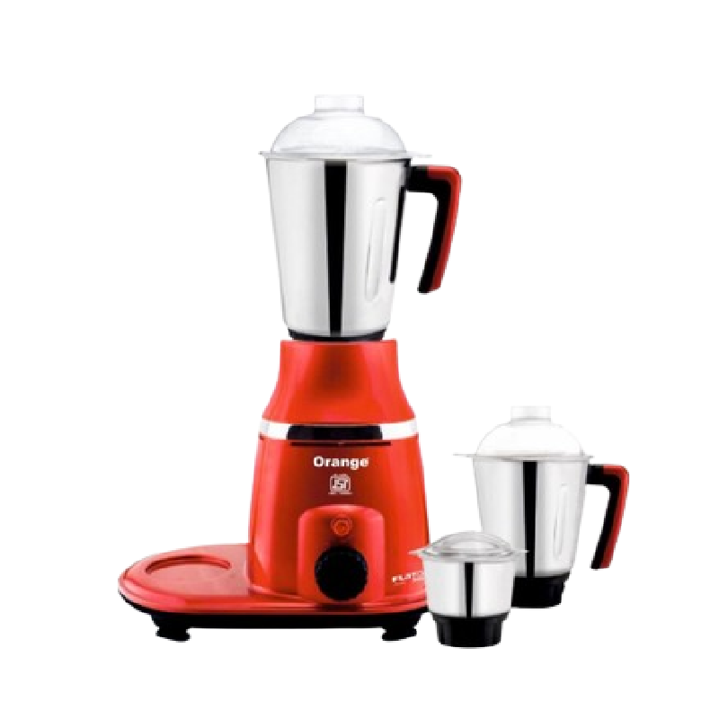 Orange Mixer Grinder 750W With 3Pcs Stainless Steel Jars Jet Chrome