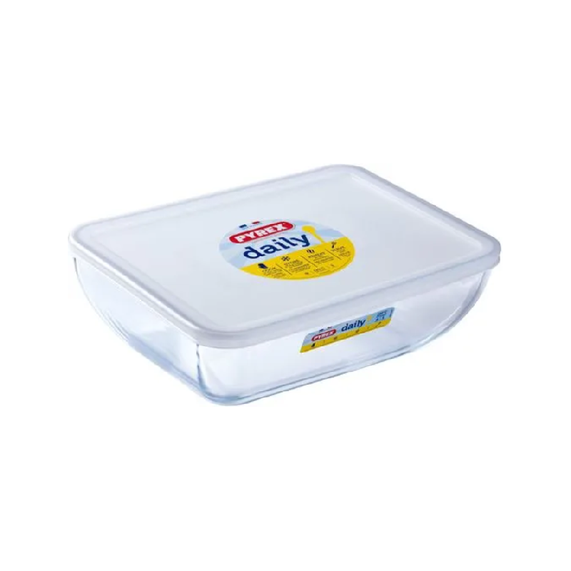 Pyrex Daily Rectangle Roaster With White Lid 2.25L