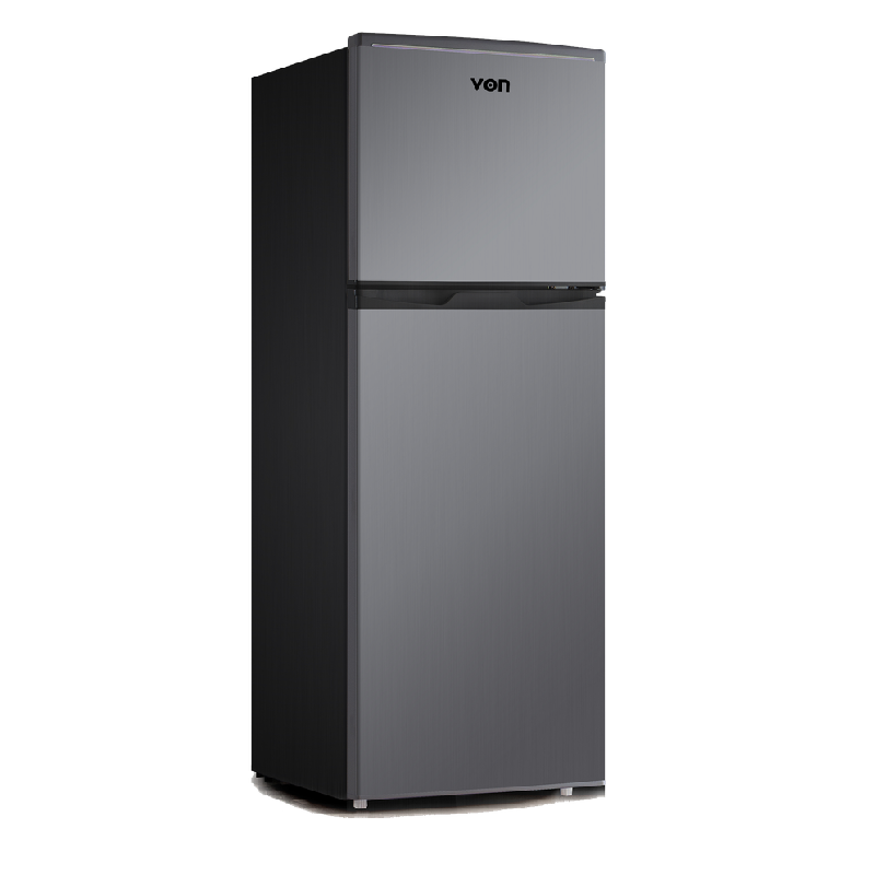 Von Refrigerator 138L Double Door, Top Freezer With Mechanical Temperature Control, Inox Vrt-138Drhx