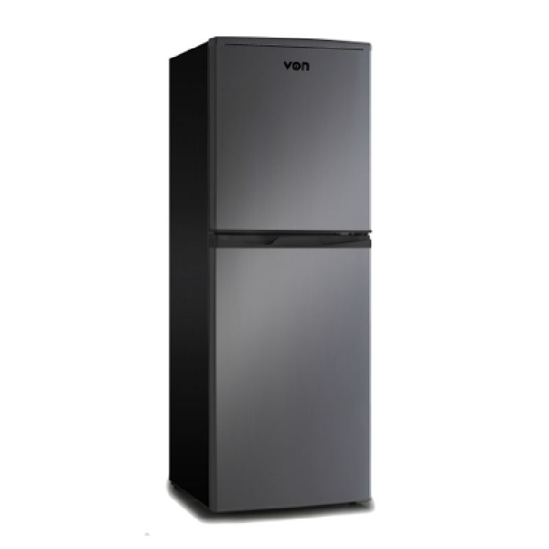 Von Refrigerator 195L Double Door, Top Freezer With Tropicalised Compressor, Inox Vrt-196Drhx