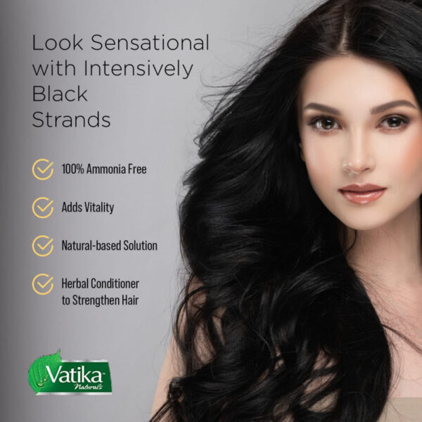 Vatika Henna Hair Color Hair Dye, Conditioner, Zero Ammonia Henna For Strong And Shiny Hair, Natural Black 6 Sachets