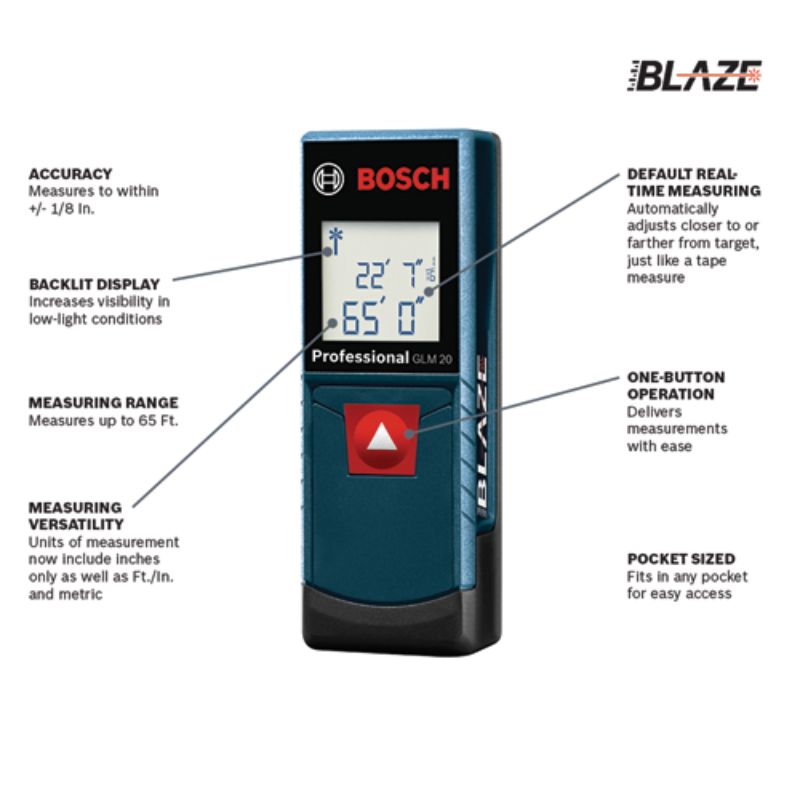 Bosch Professional Laser Measure 65Ft Glm 20