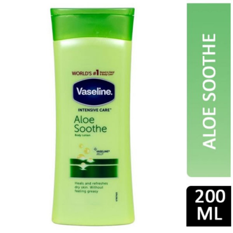 Vaseline Body Lotion Intensive Care Aloe Soothe 200Ml Non Sticky Lotion, Featherlight Formula With Non Greasy Feel 67315968 (Pack Of 3)