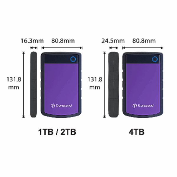 Transcend External Hdd 1Tb 2.5&Quot; Tsj25H3 3.0 Purple Ts1Tsj25H3P