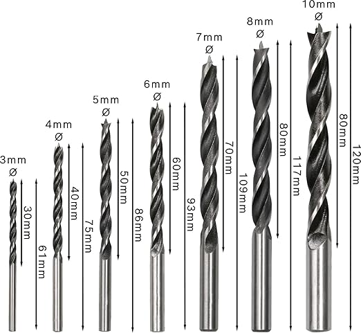 Bosch Brad Point Wood Drill Bit Set (For Soft- And Hardwood, Ø 3-10 Mm, Accessories Drill Driver And Drill Stand (Pack Of 10Sets) 2607017034