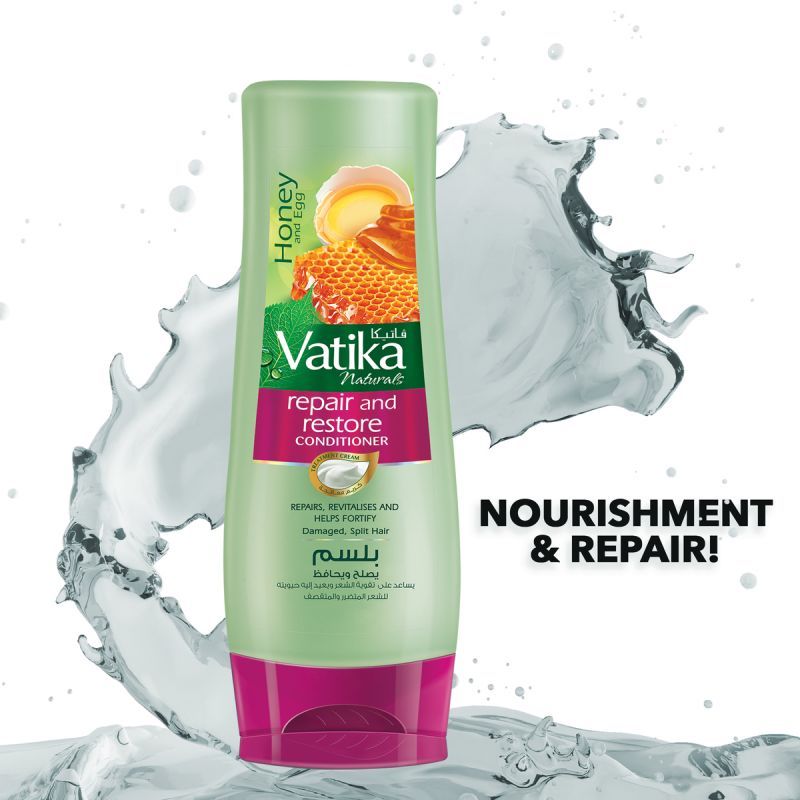 Vatika Conditioner Repair &Amp; Restore, Enriched With Egg &Amp; Honey, Nourishes Hair Roots, For Damaged Hair &Amp; Split-Ends, 400Ml (Pack Of 3)
