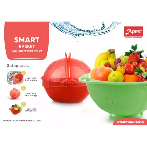Apex Smart Basket Colander Plastic Unbreakable Multifunctional Bowl