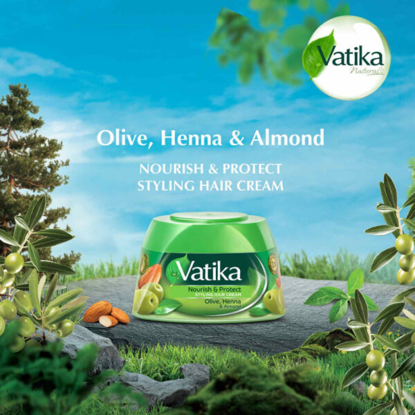 Vatika Hair Cream Nourishing &Amp; Protect, Henna, Almond, Aloe Vera &Amp; Nourishing Vatika Oils, Style &Amp; Texture 140Ml (Pack Of 3)