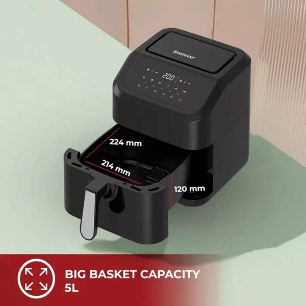 Westpoint Air Fryer 5.0L 1400-1600W, Digital Display, Adjustable Temperature, Healthy Low Oil Fryer Wafy-501623.Dn