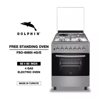 Dolphin Free Standing Cooking Range 60x60, 4 Gas Burners & Electric Oven, Inox FS06060I-4G/E