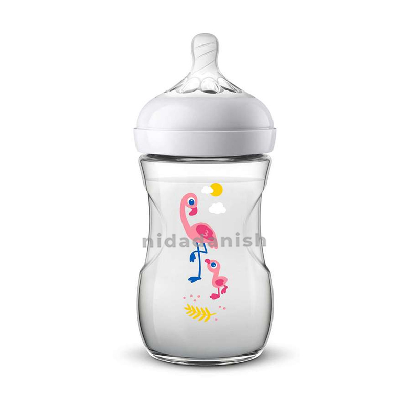 Philips Avent Bottle Natural Flamingo 260Ml/9Oz 2 Holes 1M+ 070/21
