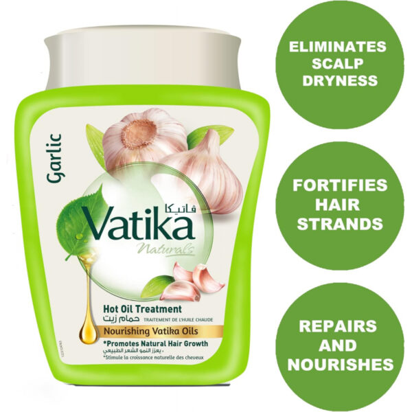 Vatika Hot Oil Treatment Promotes Natural Hair Growth, Hair Mask For Damaged &Amp; Thinning Hair, 500Gm Garlic (Pack Of 3)