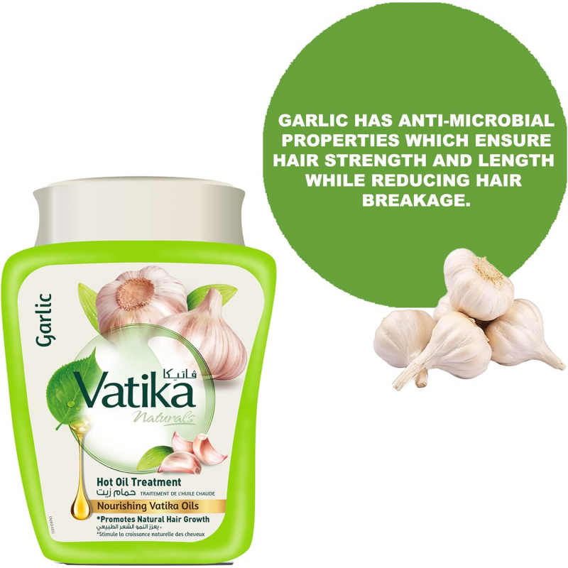 Vatika Hot Oil Treatment Promotes Natural Hair Growth, Hair Mask For Damaged &Amp; Thinning Hair, 500Gm Garlic (Pack Of 3)