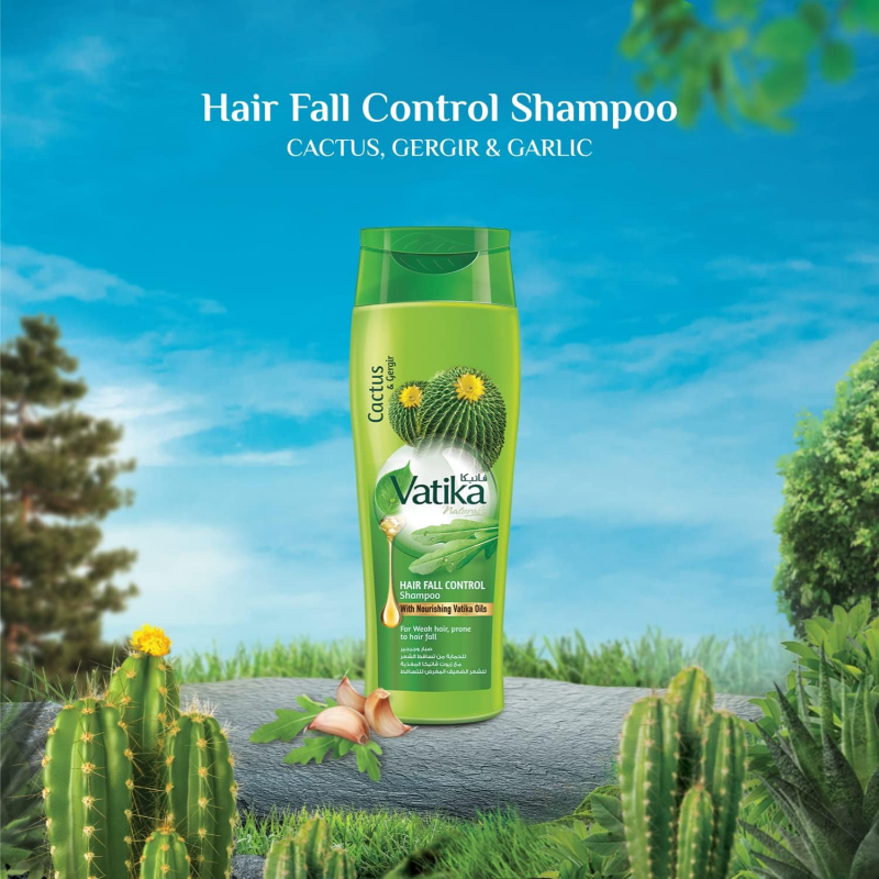 Vatika Shampoo Hair Fall Control, Enriched With Cactus &Amp; Gergir Extracts, For Weak Hair, Prone To Hair Fall, 200Ml