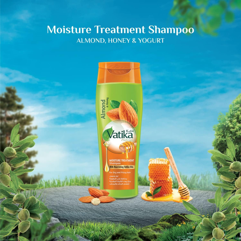 Vatika Shampoo Moisture Treatment Natural &Amp; Herbal, Enriched With Almond &Amp; Honey, For Dry &Amp; Frizzy Hair 200Ml