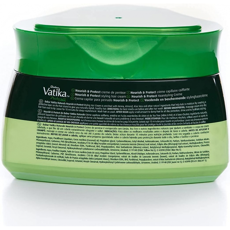 Vatika Hair Cream Nourishing &Amp; Protect, Henna, Almond, Aloe Vera &Amp; Nourishing Vatika Oils, Style &Amp; Texture 140Ml (Pack Of 3)