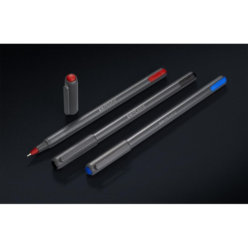 Pentonic Ballpen Assorted Dispenser, Low Viscosity Ink Allows The Rolling Ball To Glide Across All Kinds Of Paper Surfaces Without Smearing, Sleek Charcoal Gray Finish 50Pcs Pbpa50S