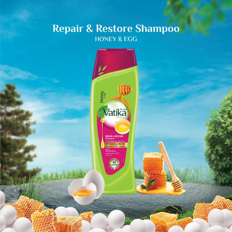 Vatika Shampoo Repair &Amp; Restore, Enriched With Egg And Honey 400Ml With Free Conditioner 200Ml