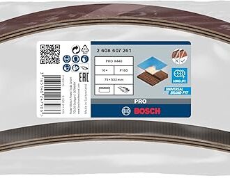 Bosch Grit Sanding Belts 75 X 533 Mm 180 (Set Of 10 Pcs) 2608607261