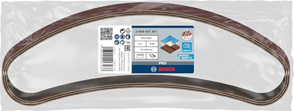 Bosch Grit Sanding Belts 75 X 533 Mm 180 (Set Of 10 Pcs) 2608607261
