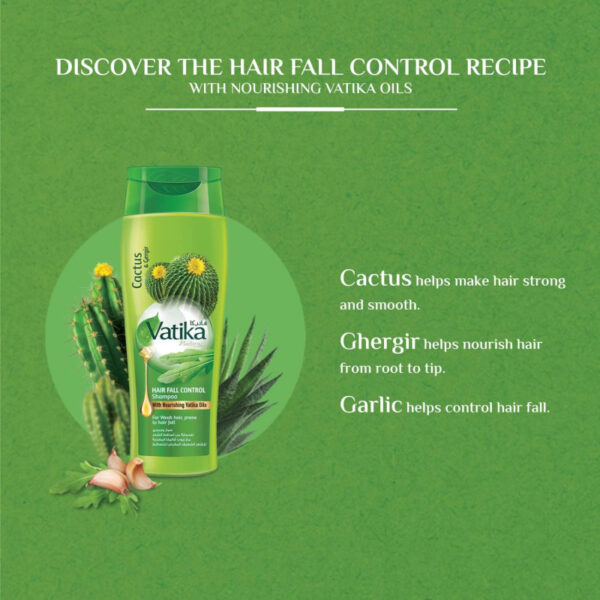 Vatika Shampoo Hair Fall Control, Enriched With Cactus &Amp; Gergir Extracts, For Weak Hair, Prone To Hair Fall, 200Ml