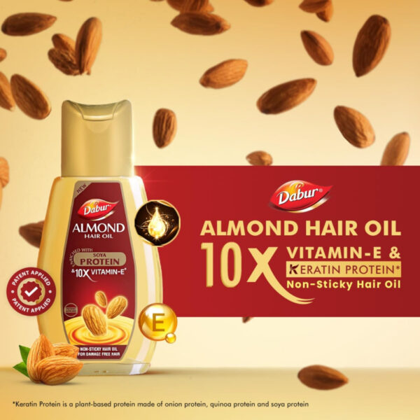 Dabur Almond Hair Oil Damage Protection, Non Sticky Formula With Almonds, Soya Protein &Amp; Vitamin E, For Soft &Amp; Shiny Hair, 200Ml (Pack Of 6)