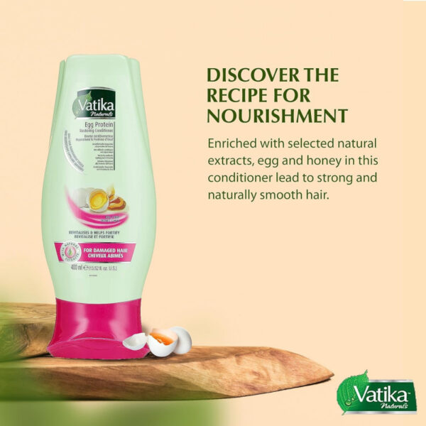 Vatika Conditioner Repair &Amp; Restore, Enriched With Egg &Amp; Honey, Nourishes Hair Roots, For Damaged Hair &Amp; Split-Ends, 400Ml (Pack Of 3)