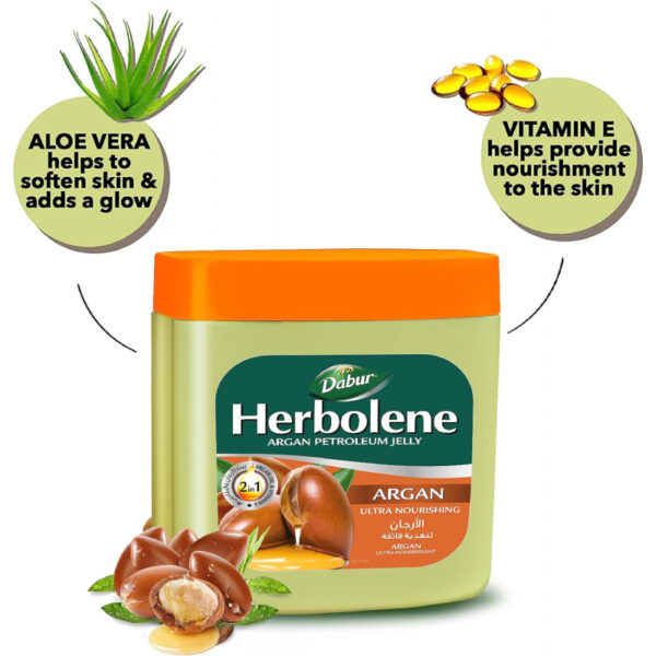 Dabur Herbolene Petroleum Jelly Enriched With Argan And Vitamin E Helps In Glowing Skin 225Ml (Pack Of 3)