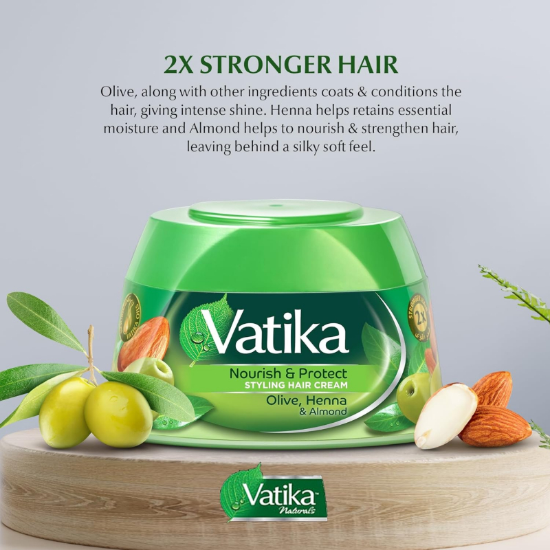 Vatika Hair Cream Nourshing &Amp; Protect, Natural Moisturizing Hair Cream For Men And Women With All Hair Types, Scalp Hydrating Moisturizer 210Ml (Pack Of 6)