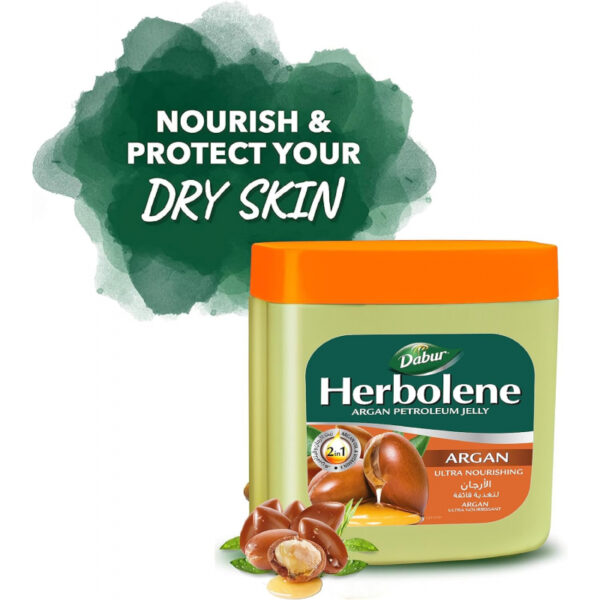 Dabur Herbolene Petroleum Jelly Enriched With Argan And Vitamin E Helps In Glowing Skin 225Ml (Pack Of 3)