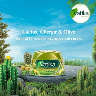 Vatika Hair Cream Hair Fall Control, Styling Hair Cream Olive Cactus Heena, 140Ml (Pack Of 3)