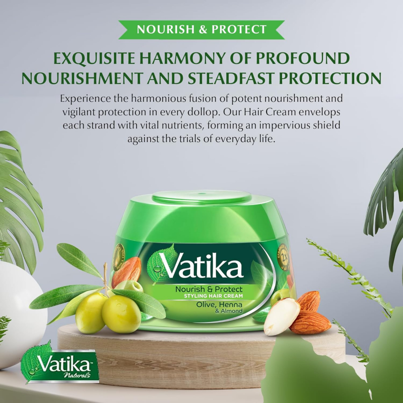 Vatika Hair Cream Nourshing &Amp; Protect, Natural Moisturizing Hair Cream For Men And Women With All Hair Types, Scalp Hydrating Moisturizer 210Ml (Pack Of 6)