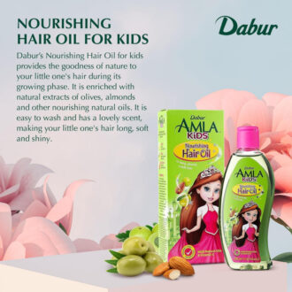 Dabur Amla Hair Oil Kids Natural Goodness Of Amla, Olive, And Almond, Promotes Long, Strong, And Healthy Hair 200Ml (Pack Of 6)