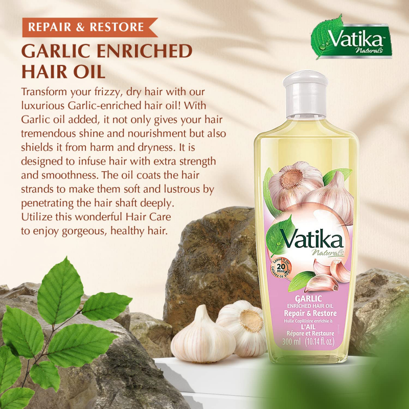 Dabur Garlic Hair Oil Natural Moisturizing, Strengthening &Amp; Hair Oil Serum For Healthy Scalp, Nourishing Hair Oil For Soft, Manageable, Smooth &Amp; Silky Hair 200Ml (Pack Of 6)