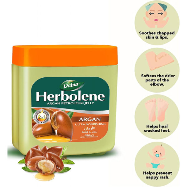 Dabur Herbolene Petroleum Jelly Enriched With Argan And Vitamin E Helps In Glowing Skin 225Ml (Pack Of 3)