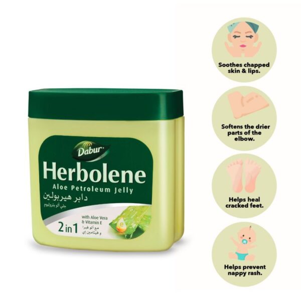 Dabur Herbolene Petroleum Jelly Enriched With Aloe Vera And Vitamin E For Dry And Rough Skin 225Ml (Pack Of 3)