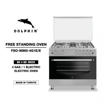 Dolphin Free Standing Cooking Range 90x60, 4 Gas Burners, 1 Electric Burner & Electric Oven, Inox FS09060I-4G1E/E