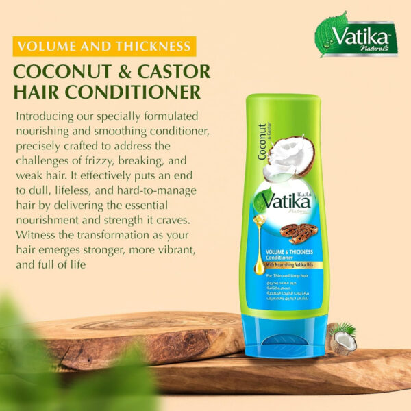 Vatika Conditioner Volume &Amp; Thickness, Natural Moisturizing Hair Conditioner For Women, With All Hair Types. Scalp Hydrating Moisturizer, 400Ml Coconut (Pack Of 3)