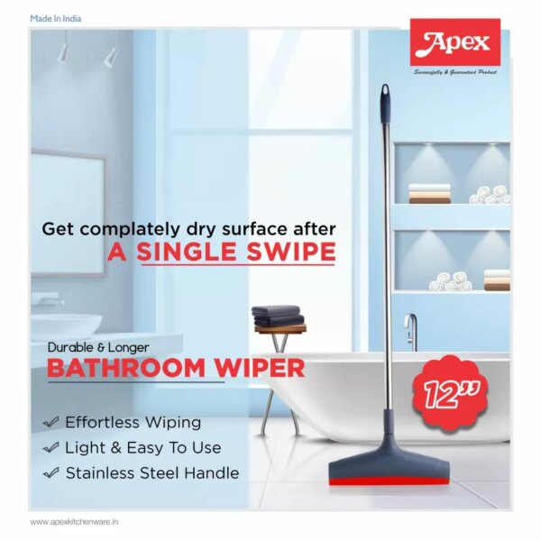 Apex Bathroom Wiper 12 Inch Stainless Steel Handle