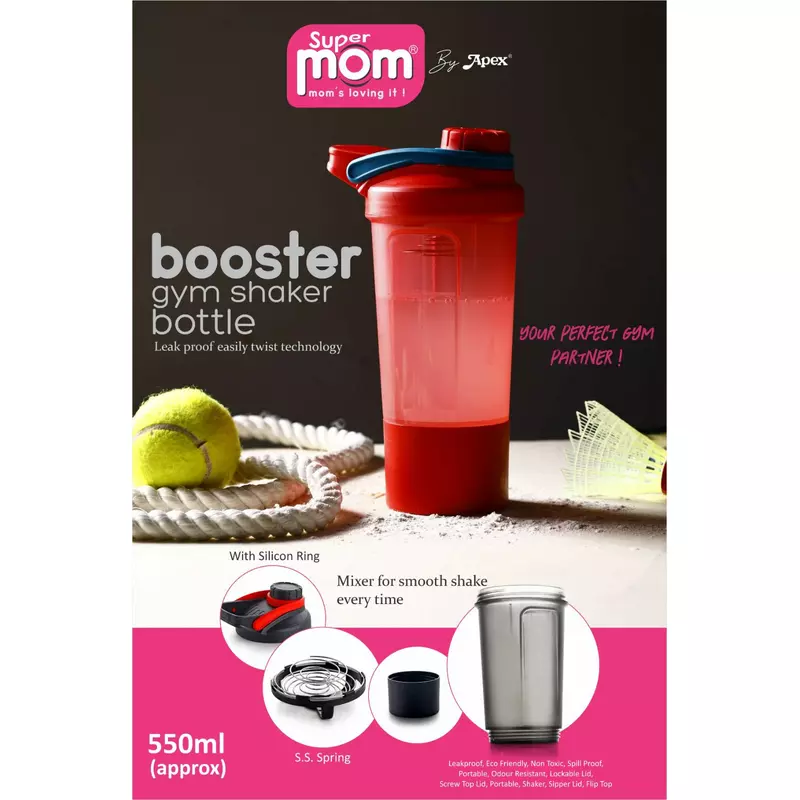 Supermom Booster Gym Shaker Bottle 500Ml Plastic Material Leak Proof Lid Bpa Free 573393