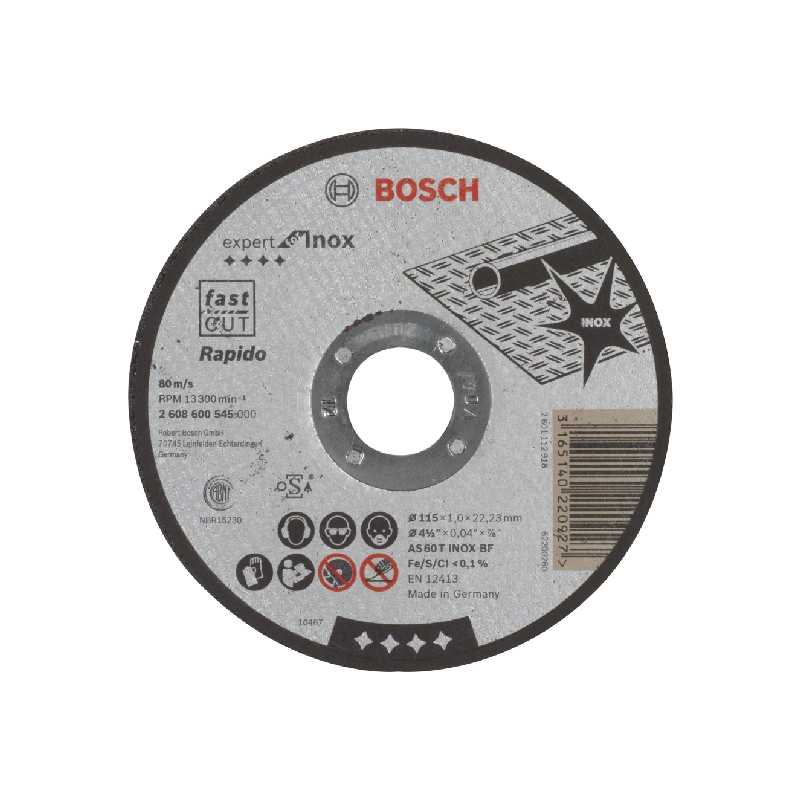 Bosch Expert For Inox Straight Cutting Disc 115 X 22.23 X 1Mm 2608600545