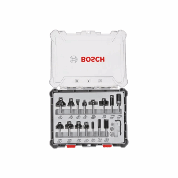 Bosch Mixed Router Bits Set 6Mm 15 Pcs 2607017471
