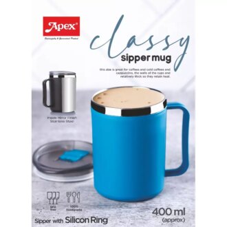 Apex Classy Sipper Mug 400Ml Inside Mirror Finish Stainless Steel Bpa Free 450179