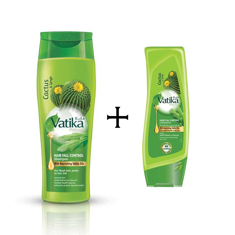 Vatika Shampoo Hair Fall Control, Enriched With Cactus And Georgia, For Weak Hair 400Ml With Free Conditioner 200Ml