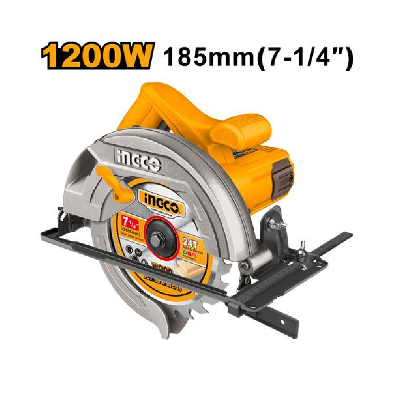Ingco Circular Saw 1200W with Adjustable Depth & Bevel Cutting, 185mm Blade CS18578