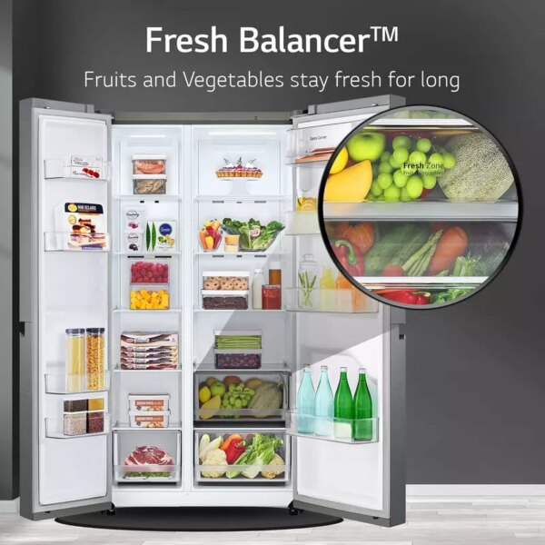 Lg Refrigerator 664 Ltr, Side By Side, Premium Black Gc - B257Kqjw